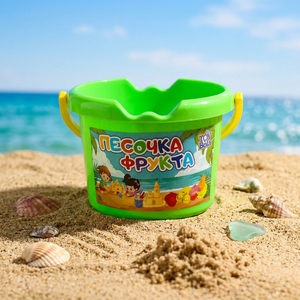 Seau de plage en plastique pour enfants de 2 à 4 ans, jouet pour bac à sable extérieur et jeu de jardin, sac en filet inclus - Product Image 3