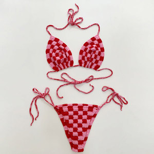 निर्माता अनुकूलित स्पेगेटी स्ट्रैप दो टुकड़ा बिकनी स्किम्पी लुगम्य लैड प्रिंटिंग 4 तरह खिंचाव बिकनी सेट स्विमवियर - Product Image 3