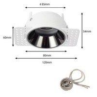 Plafonnier LED encastré sans cadre, support d'ampoule GU10 MR16, spot rond, cadre réglable