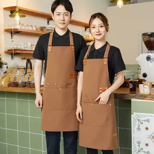 Custom Canvas Unisex Adjustable Aprons For Kitchen Chef Waiter Waitress Bartenders Work Uniform