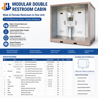 Cabine de toilettes double modulaire, toilettes portables pour hommes et femmes, salle de bain préfabriquée publique, chantier de construction, extérieur
