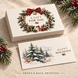 Carte-cadeau de Noël en aquarelle, carte de vœux personnalisée pour <span class=keywords><strong>les</strong></span> fêtes, double face, couronne de sapin d'hiver, bon de réduction pour Noël - Product Image 6
