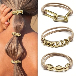 Nouveau à la mode de haute qualité en acier inoxydable chaîne cheveux cravates Y2k mignon doux Cool Style doux élastique cheveux cravates Bracelets - Product Image 2