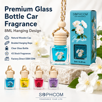 Diffuseur de parfum pour voiture suspendu 8 ml en verre avec bouchon en bois, huile parfumée personnalisée pour rétroviseur, marque privée