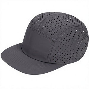 Five Panel <b>Grey</b> Sporty <b>Baseball</b> <b>Cap</b> Unisex Solid Color Fitted Flat Brim Breathable Waterproof Mesh Quick Dry Sports Summer Wear - Product Image 1