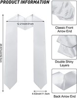 Adulte Sublimation Graduation Stole DIY 70 Inch Graduate Scarf Stole pour Femmes Hommes Blanc