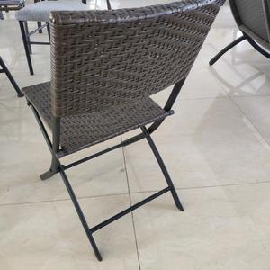 Venta al por Mayor 3PCS <span class=keywords><strong>Bistro</strong></span> mimbre de ratán al aire libre muebles de silla plegable marco de acero de jardín - Product Image 3