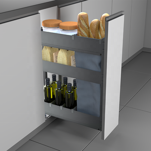 BENE Panier à pain moderne à 2 niveaux en fer/bois/verre, avec système coulissant à fermeture douce, pour placards, gain de place, modèle 02.2A. - Product Image 3