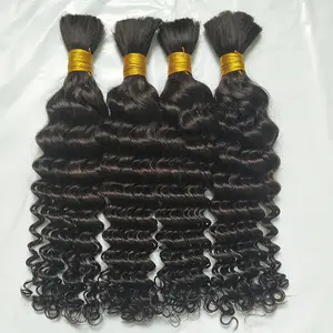 Voorraad Super Kwaliteit Remy Deep Human Hair Bulk, Natuurlijke Kleur Krullend Braziliaanse Human Hair Bulk Extension