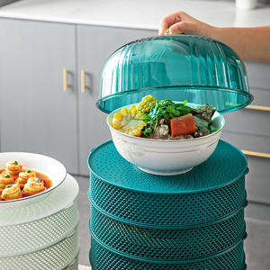 Couvre-plat rond empilable avec couvercle à clipser pour la conservation des aliments frais dans la cuisine, pour le rangement des plats et des bols, et pour les fêtes. - Product Image 1