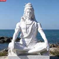 YOUFINE - Estatua de Shiva de Mármol Blanco Tallada a Mano, Escultura de Dios Hindú Meditando para Decoración de Templos y Jardines