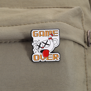Pins en émail Game Over <span class=keywords><strong>Cuphead</strong></span> Mugman, personnages de <span class=keywords><strong>jeux</strong></span> de dessins animés, broches, bijoux amusants, cadeau pour amis, vente en gros, badges à attacher - Product Image 6