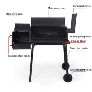 Barbecue au charbon léger sans fumée pour plus de 5 personnes, avec chariot et <span class=keywords><strong>cheminée</strong></span>, modèle Black Barrel - Product Image 4