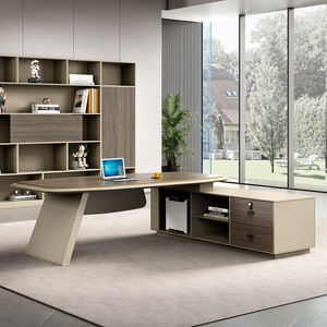 Escritorio Ejecutivo Moderno de Lujo en Forma de I, Mesa de Oficina Clásica Tradicional de Madera para Gerente o Jefe, Mesa de Computadora Convertible - Product Image 2