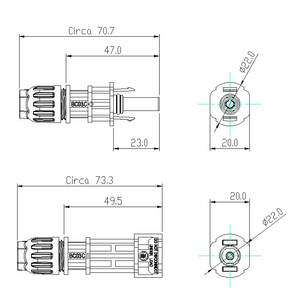Для Betteri 1500V 40A соединитель солнечного кабеля BC03C 2,5/4,0/6,0 мм ² 1Pin штекер гнездовой штампованный Клеммный корпус для ПК - Product Image 2