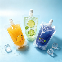 Bolsa con Boquilla Transparente Impresa Personalizada de Fábrica para Bebidas, Bolsa de Plástico de Grado Alimenticio PE para Líquidos, Resistente a Fugas