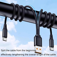 Cable Divisor 2 en 1 Tipo-C, 6A USB a Tipo C, Carga Rápida, Cable de Nailon para Transferencia de Datos, para iPhone 15 16 17 Pro Max Xiaomi