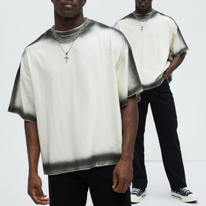 T-shirt Homme KingSen OEM Col Rond Oversize Effet Délavé Épaules Tombantes en Coton Respirant Écologique - Product Image 1