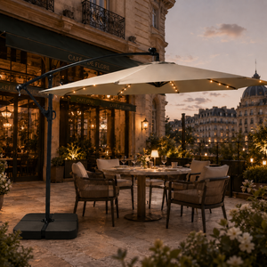 Professional <strong>3m</strong> LED Lights Outdoor Banana Umbrella Cantilever Offset Steel <strong>Parasol</strong> for Nighttime Patio Bar Deck Ambiance - Product Image 2