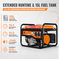Générateur à essence refroidi par air 2800W, châssis ouvert, 3KW maximum, 12V CC pour applications agricoles, ateliers et alimentation de secours
