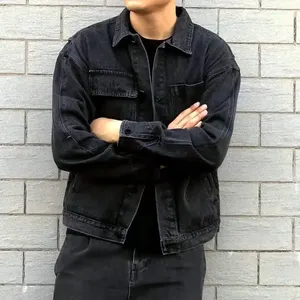 Custom Vintage Washed Denim Jacket Men Streetwear Oversized Trucker Coat Fashion Wholesale OEM Supplier Factory Direct - Product Image 3