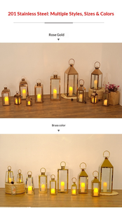 Lanterne à vent de style europé<span class=keywords><strong>en</strong></span> <span class=keywords><strong>en</strong></span> acier inoxydable, grande lanterne de sol coupe-vent, bougie électronique, décoration d'intérieur - Product Image 6