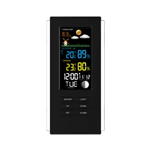 Desk small multi-function weather station with 3 professional sensor channel thermometer and sunrise and sunset