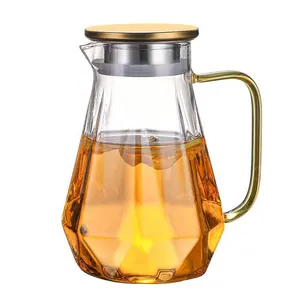 1500毫升1800毫升菱形冷水壶透明玻璃茶壶玻璃壶手工水壶