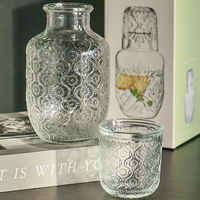 Pichet en verre à eau froide Portable nordique clair Bar maison Pot d'eau Carafe avec gobelet tasse ensemble bouilloire en verre