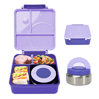 Boîte à lunch pour enfants personnalisée de couleur violette, sans BPA, avec compartiments, étanche, en plastique, pour l'école