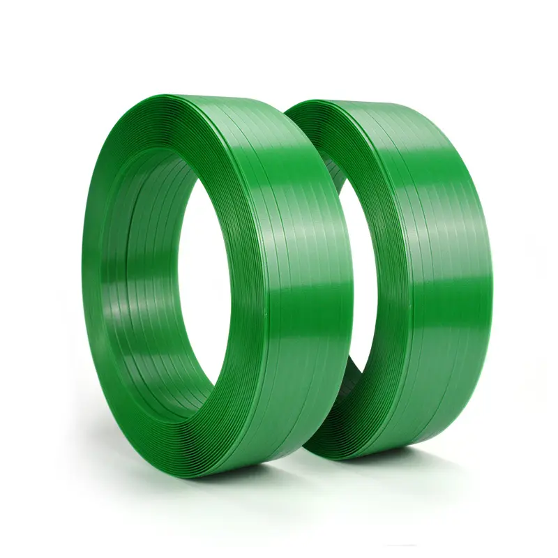 Aangepaste 12Mm 16Mm 19Mm 25Mm 32Mm Groene Reliëf Gladde Plastic Tape Polyester Pallet Verpakking Huisdier Bandbandrol