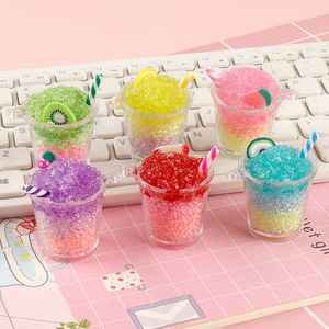 Modèle en résine de tasse de smoothie aux fruits en gros, breloques en résine Kawaii qui brillent dans le noir pour la décoration de voiture - Product Image 3