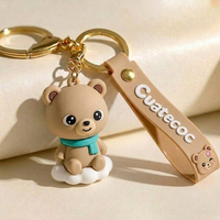 Porte-clés en silicone souple 3D personnalisé en PVC, figurine animale de dessin animé, breloque de sac, sangle de porte-clés, cadeau promotionnel en gros