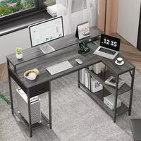 PAMRAY Bureau d'angle en forme de L 109 cm avec étagères réversibles, surface en bois, métal, table de travail pour PC, jeux, étude, chambre à coucher, noir