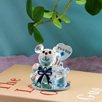 Adorable ours en verre cristal – Cadeau de naissance pour bébé garçon ou fille – Décoration de table – Fournitures pour fête prénatale