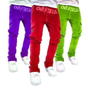 Pantalones Deportivos Holgados Personalizados para Hombre, Pantalones de Poliéster con Cordón, Pantalones Deportivos Ajustados, Pantalones Deportivos de Terciopelo Apilados a la Moda para Hombre - Product Image 1