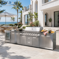 Outdoor-Küchenschrank-Set mit eingebautem Grill, Spüle, Aufbewahrungsschubladen und individueller Konfiguration für Terrassenküchen