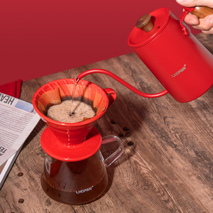 Lhopan Pour Over Coffee Set Red 5 Piece Filter Coffee Maker Gift Set - Product Image 1