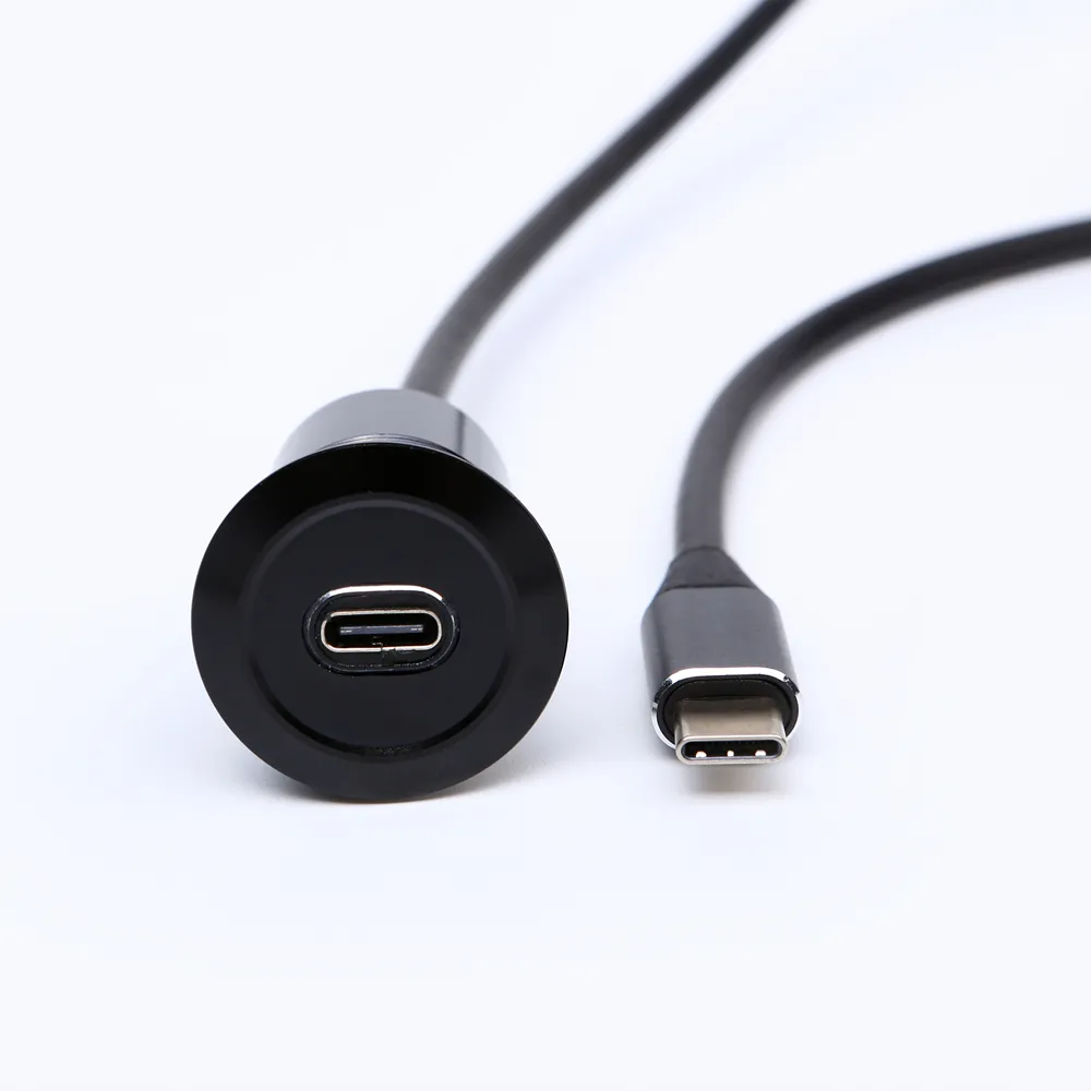 22mm USB-C סוג מתכת שקע פנל הר חור מגזרת USB C נקבה לזכר עם 100cm extendcable