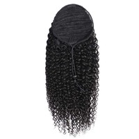 Extensions de queue de cheval en cheveux brésiliens de vison noir naturel longue vague de corps enveloppant des queues de cheval de cheveux humains