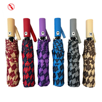 YS-3090 Approvisionnement D'usine Cadeau Pli Parapluie Portable Voyage Multi Couleurs Grille Motif Auto Ouvert Promotionnel 3 Parapluie Pliant
