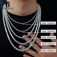 Bijoux fins en argent sterling 925, chaîne tennis hip-hop en moissanite 2MM 3MM 4MM 5MM, collier et bracelet pour hommes et femmes