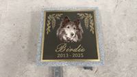 Pierre tombale personnalisée Samistone en bronze et granit moderne pour animaux de compagnie, plaque commémorative gravée au laser avec photo de chien, pour cimetière extérieur