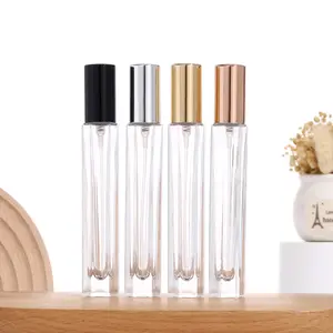 Luxury custom skin serum press pump empty clear frosted 10ml perfume bottle essential oil glass press spray bottle