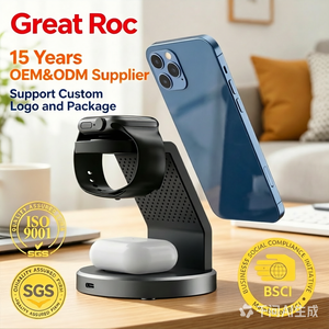 Stazione di Ricarica Wireless Great <span class=keywords><strong>Roc</strong></span> 15W, Ricarica Rapida 3 in 1 con Ingresso USB-C per Telefono, Orologio e Auricolari - Product Image 6