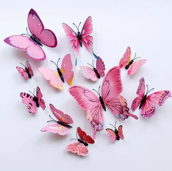 Colorido Pvc 3D pegatinas de pared de casa mariposa decoración