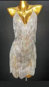 Sexy Spaghetti Strap Deep V Gold Tassel Cocktail Party <strong>Dress</strong> Women Backless Showgirl <strong>Ballroom</strong> Latin <strong>Dance</strong> <strong>Dress</strong> Club <strong>Dresses</strong> - Product Image 6