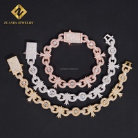 Novedades de Moda, Joyería Hip Hop de Lujo, Plata de Ley 925 con Incrustaciones de Diamantes de Moissanita, Brazalete Cubano con Cruz para Hombre