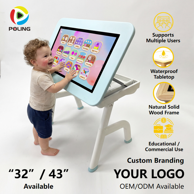 Multi Touch Gaming Table Waterproof Wooden Education Digital Game Table Kids Interactive Touch Screen Android Smart Study Table