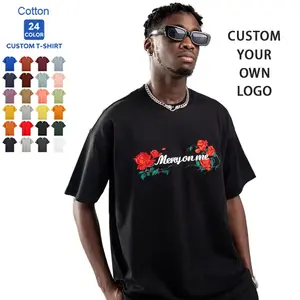 Embroid Private Label 100% Cotton Blank Men's T-Shirts Heavyweight Oversized Tshirt Printing Custom T Shirt